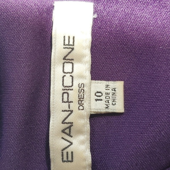 Evan Picone Vintage Purple elegant Evening dress V Faux wrap Front Ruching Sz.10 - Picture 7 of 8